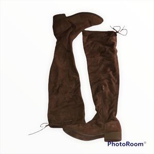 A.n.a. Suede Thigh high lace up boots 8.5 tan brown